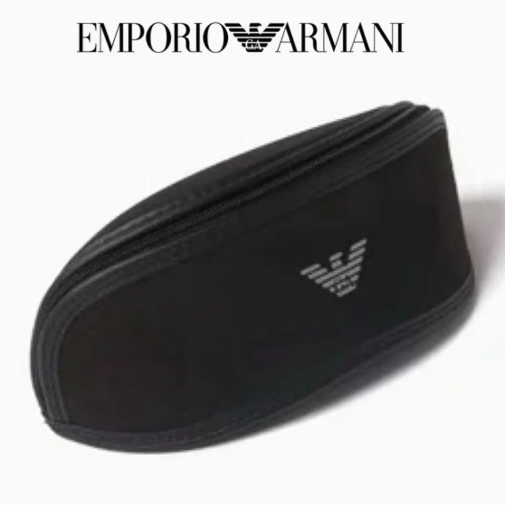 NEW Unused Emporio Armani Black Soft Side Zipped Eyewear Case w Cleaning Cloth